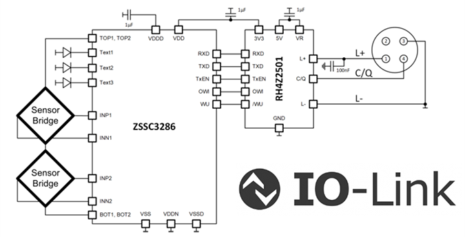 アプリケーション回路図 - Renesas Electronics ZSSC3286センサシグナルコンディショナIC